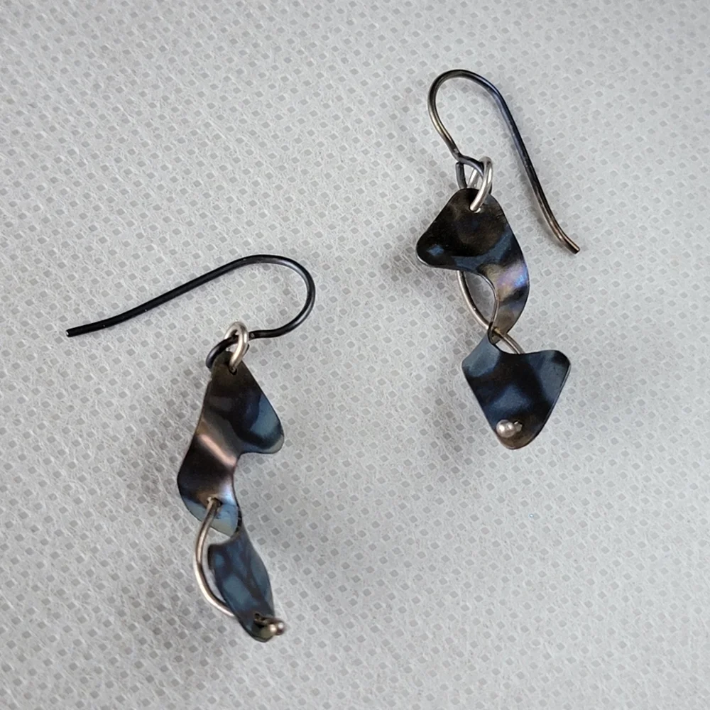 Titanium Metal Art Spiral Earrings
